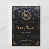 Black Gold Luxury Jubileum 50th Birthday Invite Kaart (Voorkant)