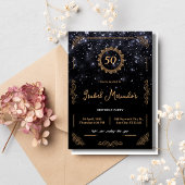Black Gold Luxury Jubileum 50th Birthday Invite Kaart