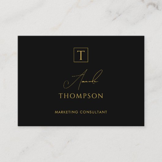 Black Gold Luxury Monogram Social Media QR Code Visitekaartje (Voorkant)