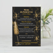Black & Gold Luxury Sparkle Dinner Menu Template (Staand voorkant)
