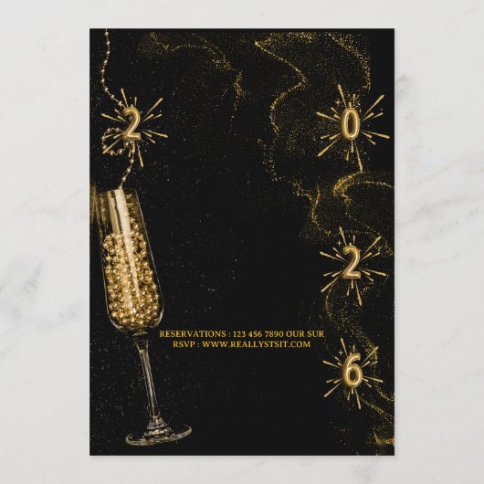 Black & Gold Luxury Sparkle Dinner Menu Template (Achterkant)