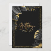 Black Gold Luxury Tropical Leaf Happy Birthday Kaart (Achterkant)