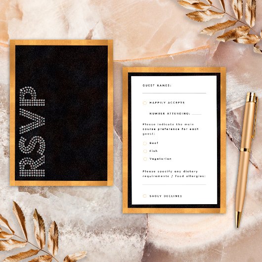 Black Gold Luxury Wedding RSVP Voedselallergieën