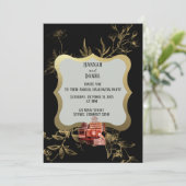 Black & Gold Magical Halloween Party Kaart (Staand voorkant)