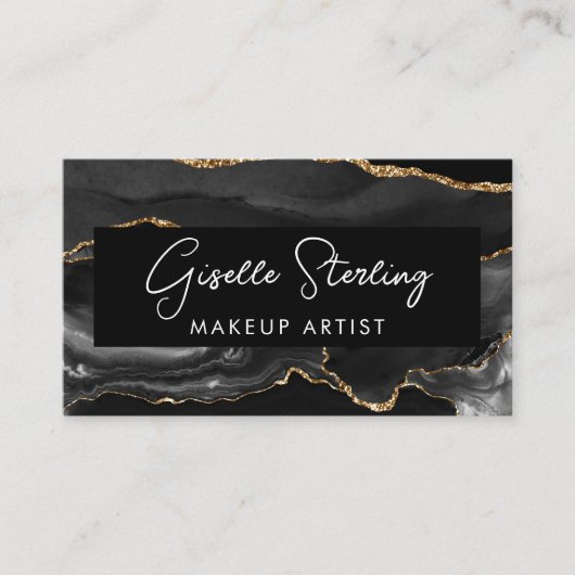 Black Gold Makeup Artist QR Code  Visitekaartje (Voorkant)