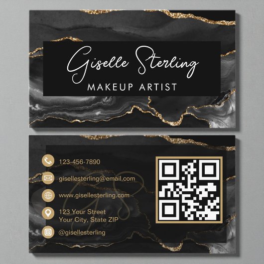 Black Gold Makeup Artist QR Code  Visitekaartje