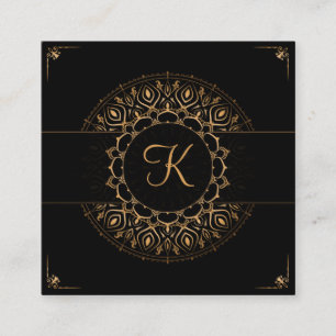 Black Gold Mandala Elegant Yoga Instructor  Vierkante Visitekaartje