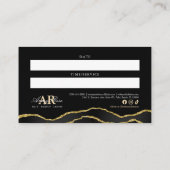 Black & Gold Marble Agate Beauty Afspraak Visitekaartje (Achterkant)