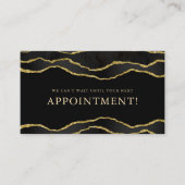 Black & Gold Marble Agate Beauty Afspraak Visitekaartje (Voorkant)