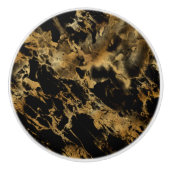 Black Gold Marble Agate Trendy Chic Modern Keramische Knop (Voorkant)