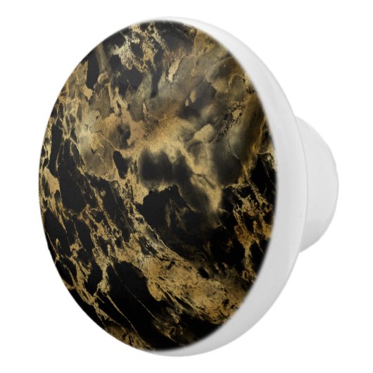 Black Gold Marble Agate Trendy Chic Modern Keramische Knop (Rechts)