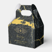 Black Gold Marble Art Deco Wedding Bedankdoosjes (Voorkant Zijde)