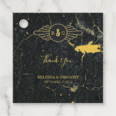 Black Gold Marble Art Deco Wedding Bedankjes Labels (Voorkant)