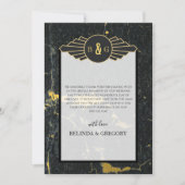 Black Gold Marble Art Deco Wedding Bedankkaart (Voorkant)