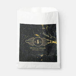 Black Gold Marble Art Deco Wedding Bedankzakje