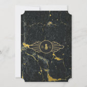 Black Gold Marble Art Deco Wedding Kaart (Achterkant)