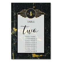 Black Gold Marble Art Deco Wedding