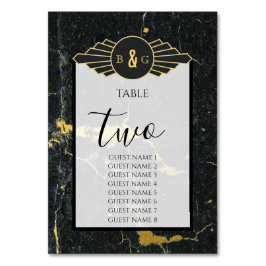 Black Gold Marble Art Deco Wedding Kaart