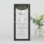 Black Gold Marble Art Deco Wedding Menu (Staand voorkant)