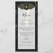 Black Gold Marble Art Deco Wedding Menu (Voorkant)