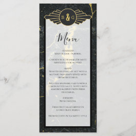 Black Gold Marble Art Deco Wedding Menu