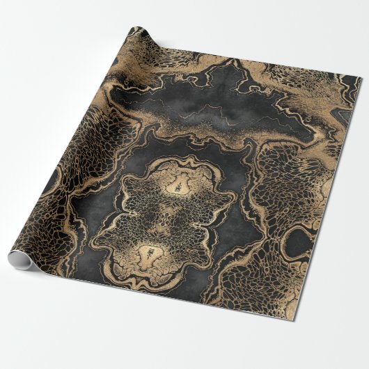 Black Gold Marble Cadeaupapier (Uitgerold)