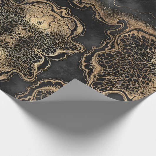 Black Gold Marble Cadeaupapier (Hoek)