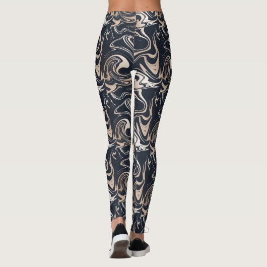 Black Gold Marble Designer Leggings Vrouwen (Achterkant)