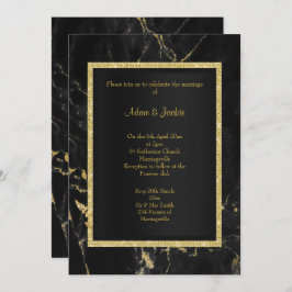 Black Gold Marble ELEGANT WEDDING Kaart