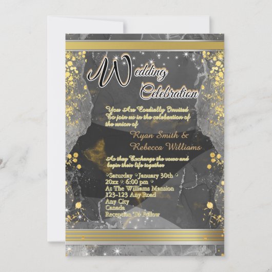 Black & Gold Marble Flat Card  (Voorkant)