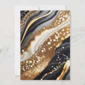 Black Gold Marble Glitter Elegant Wedding Kaart (Achterkant)