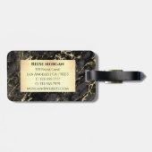 Black+Gold Marble Gold Bar, DIY Name+Monogram, Inf Bagagelabel (Achterkant horizontaal)