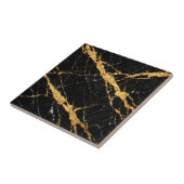 Black Gold Marble Luxe Pattern Tegeltje (Zijkant)