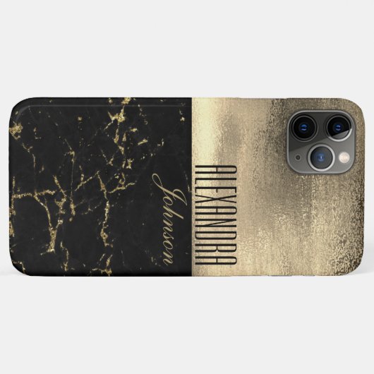 Black Gold Marble Luxury-naam Case-Mate iPhone Case (Achterkant (horizontaal))