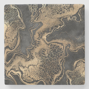 Black Gold Marble  Stenen Onderzetter