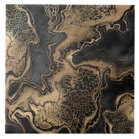 Black Gold Marble  Tegeltje (Voorkant)