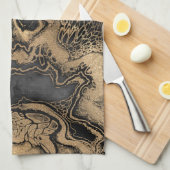 Black Gold Marble  Theedoek (Quarter Fold)