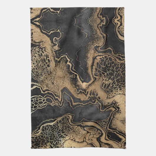 Black Gold Marble  Theedoek (Verticaal)