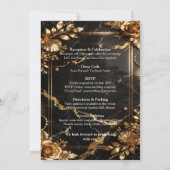 Black Gold Marble Wedding Invitation Kaart (Achterkant)