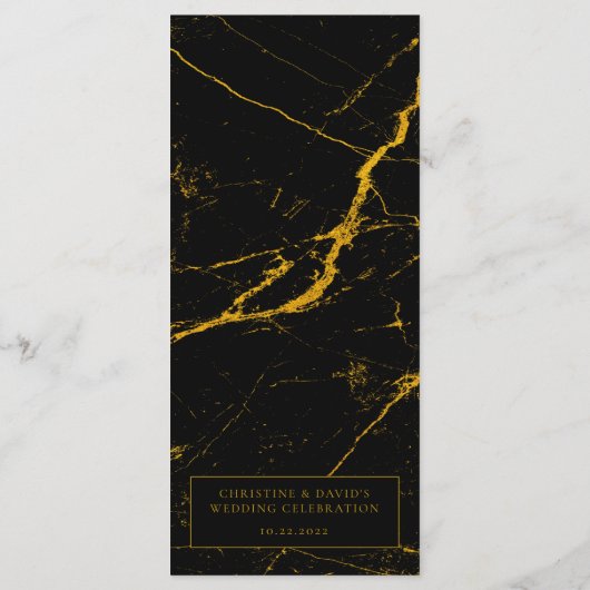 Black Gold Marble Wedding Menu (Achterkant)