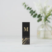 Black Gold Marmer | Klassieke monogram Mini Visitekaartje (Staand voorkant)