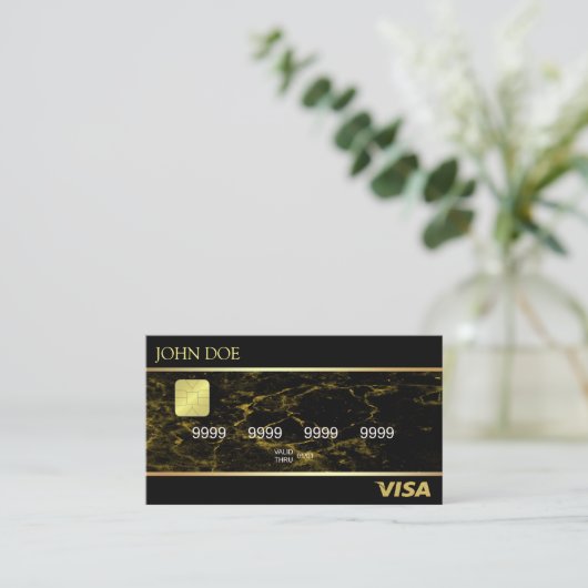 Black Gold Marmer Visitekaartje (Staand voorkant)