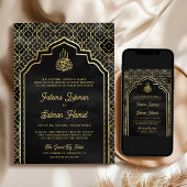 Black Gold Marokkaanse Boog Moslim Bruiloft Kaart
