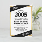 Black Gold Mascot Klasse Reünie Kaart (Staand voorkant)