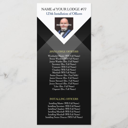 Black Gold Masonic Installation Program Sjabloon (Achterkant)
