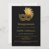 Black gold Masquerade birthday party Kaart (Voorkant)