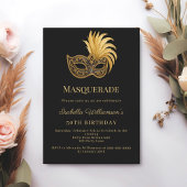 Black gold Masquerade birthday party Kaart