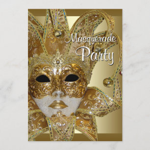 Black Gold Masquerade Party Kaart