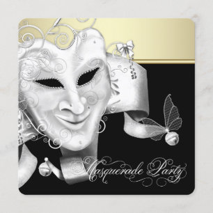 Black Gold Masquerade Party Kaart