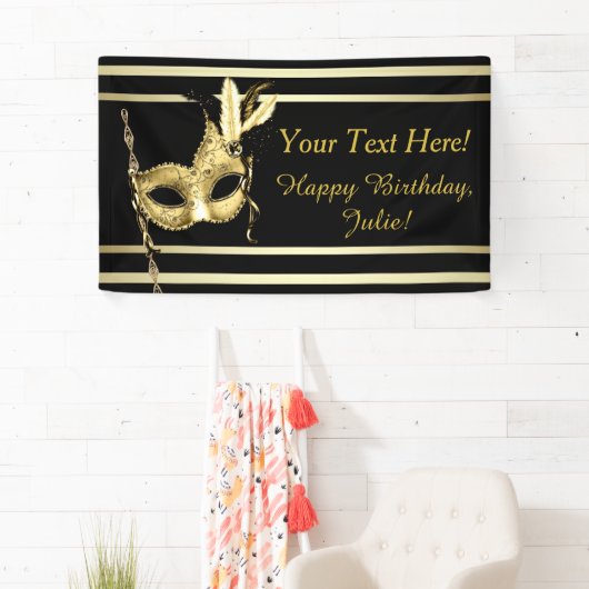 Black Gold Masquerade Party Spandoek (Insitu)